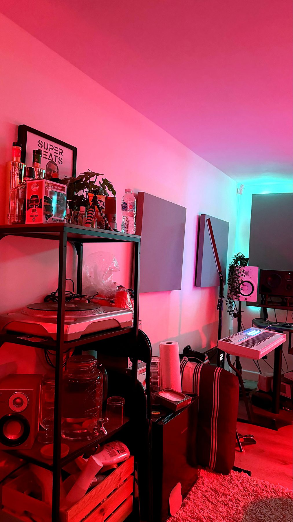 Super Beats studio shelf and plaques